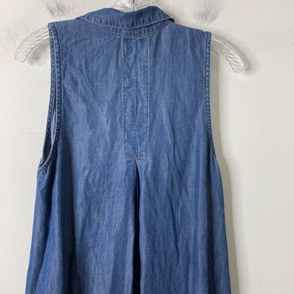 Cloth & Stone Sleeveless Chambray Dress Blue Size S Casual Button Front - Picture 3 of 8